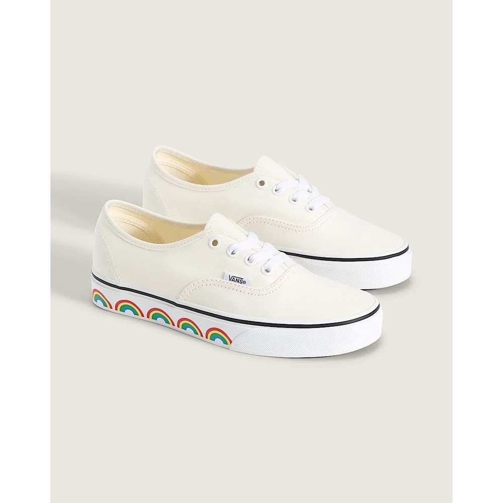 Vans Authentic Rainbow Sidewall Marshmallow Low Top Sneakers Mens 7.5 Womens 9